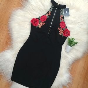 NWT Privy Black Mock Neck Halter Dress